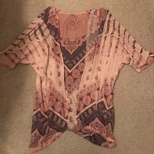 Charlotte Russe Patterned Knit Komono Open Front Top